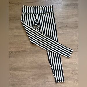 Lululemon Athletica Black and White Striped Leggings